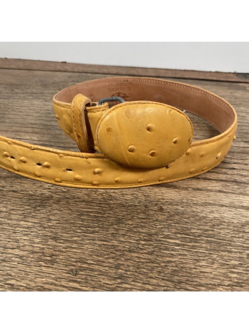El General Ostrich Skin Belt  Tan Size 24 - Picture 2 of 8
